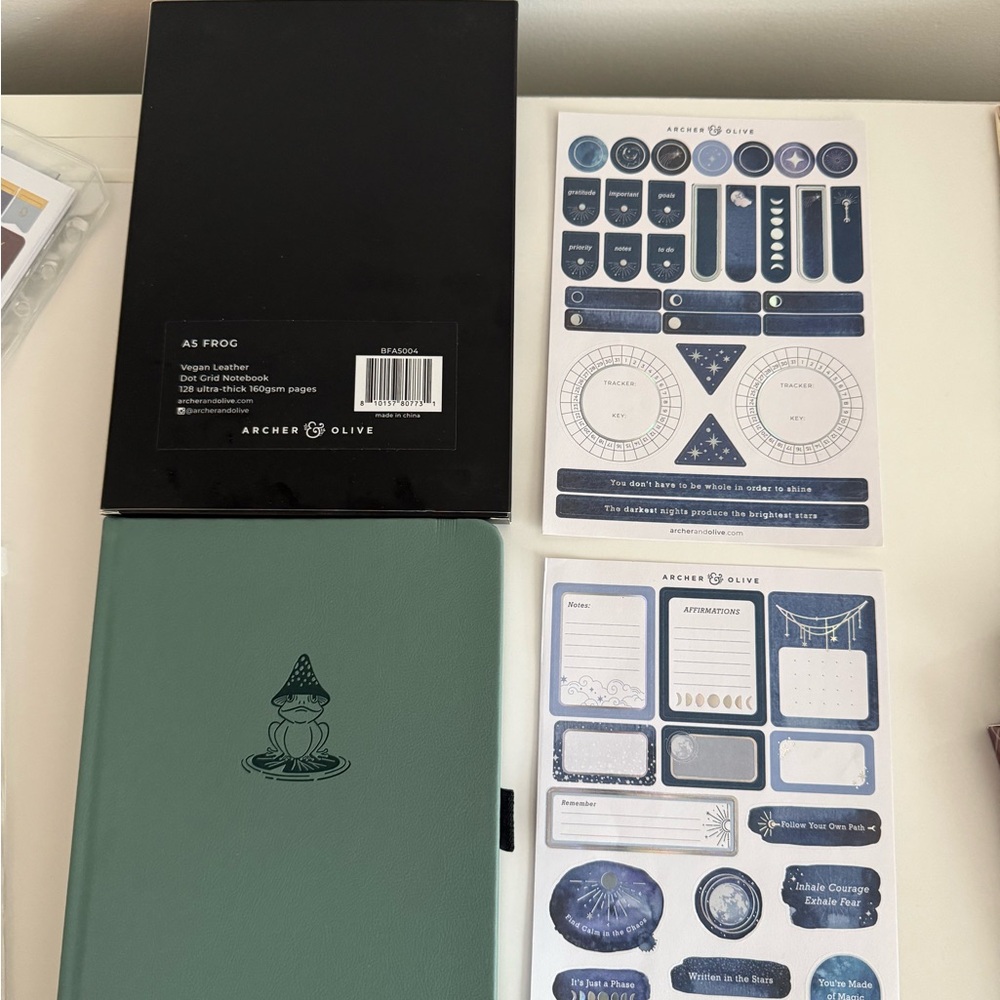 2 items Archer & Olive Frog Notebook and Wonderstruck Planning Stickers new